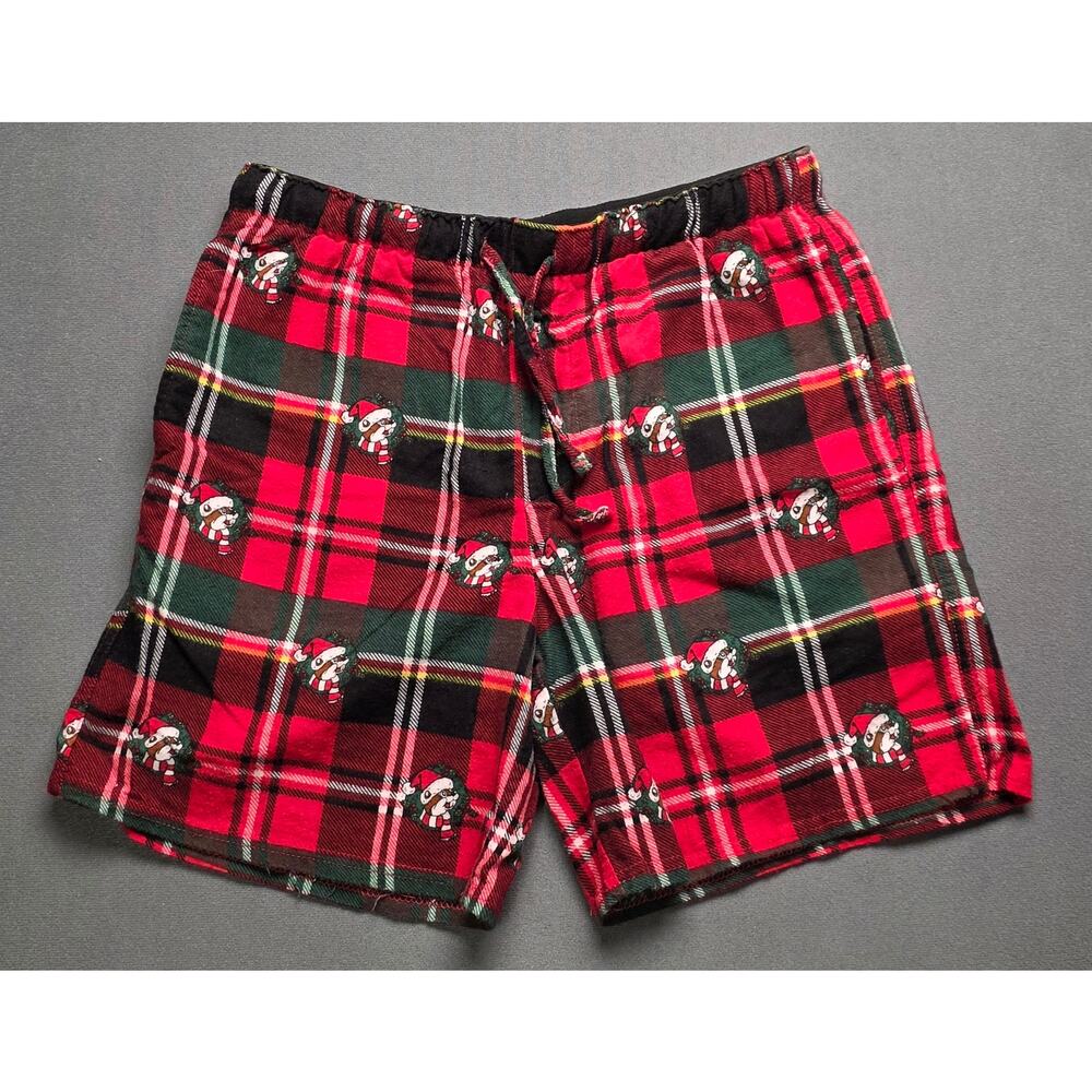 Bucees Womens Small Christmas Plaid Flannel‎ Pajama Sleep Lounge Shorts Beaver